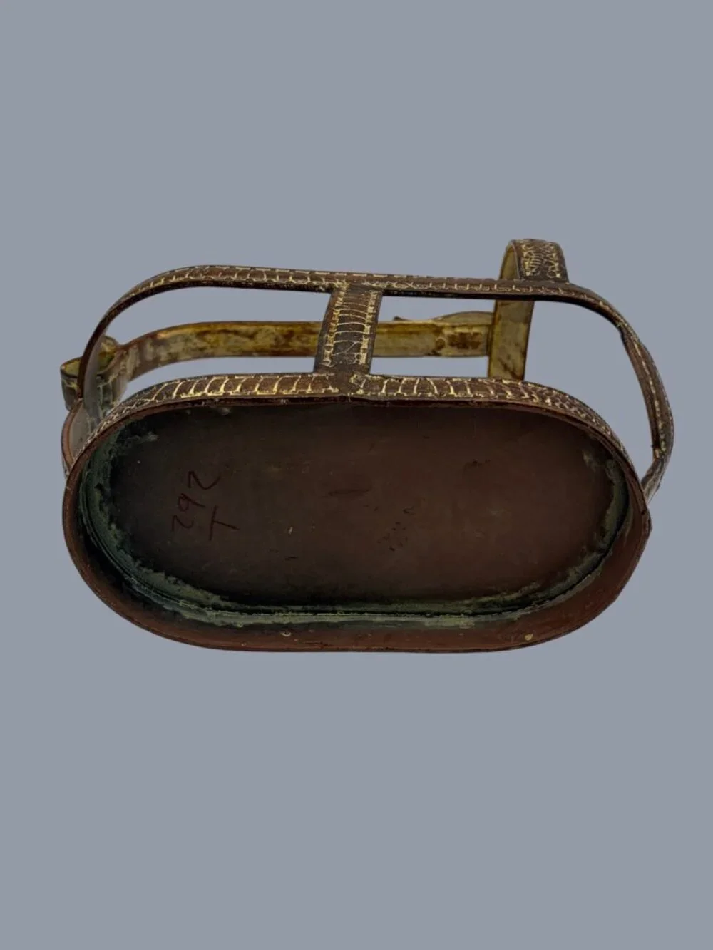 VTG Hammered Metal & Wood Wine Bottle Caddy Carrier Rustic French Country